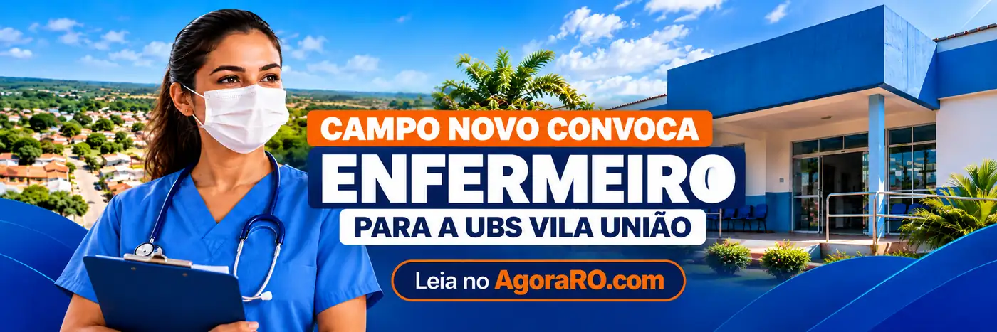 Faixa editorial sobre convocação de enfermeiro para a UBS Vila União em Campo Novo