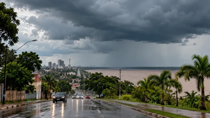 Chuva em Rondônia com céu carregado e condições de instabilidade previstas para esta terça-feira