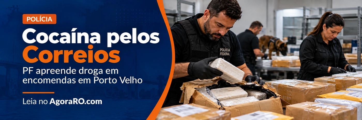 Imagem faixa do AgoraRO sobre investigação de cocaína pelos Correios em Porto Velho