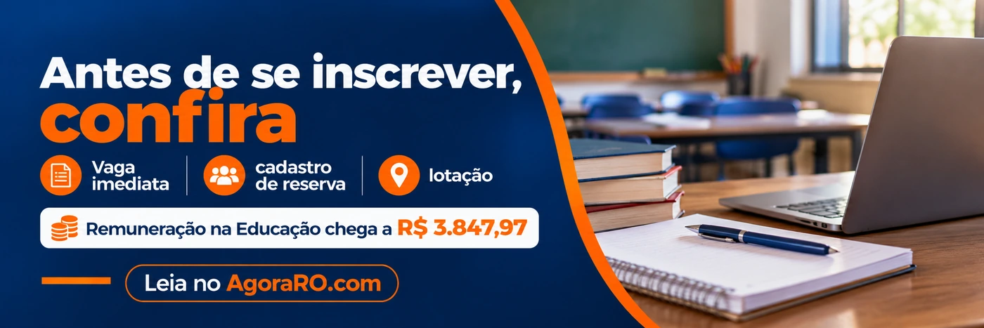 Faixa do AgoraRO orienta candidato a conferir vaga imediata, cadastro de reserva e lotação