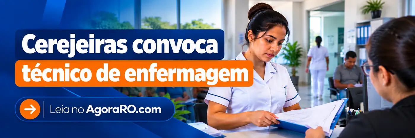 Faixa editorial sobre convocação em Cerejeiras para técnico em enfermagem