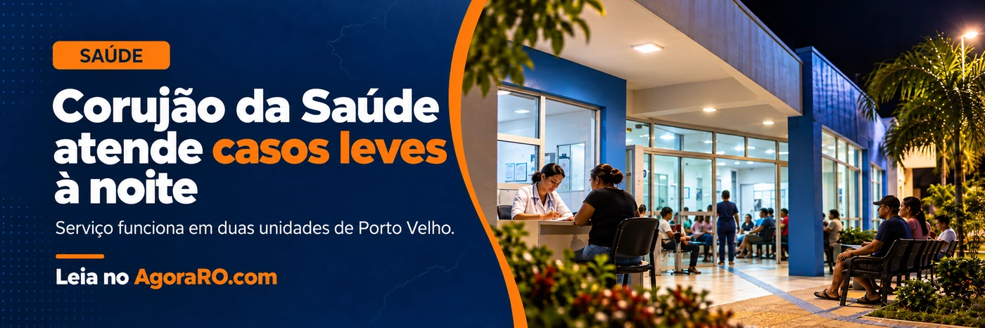 Arte sobre o Corujão da Saúde e atendimento de casos leves à noite em Porto Velho