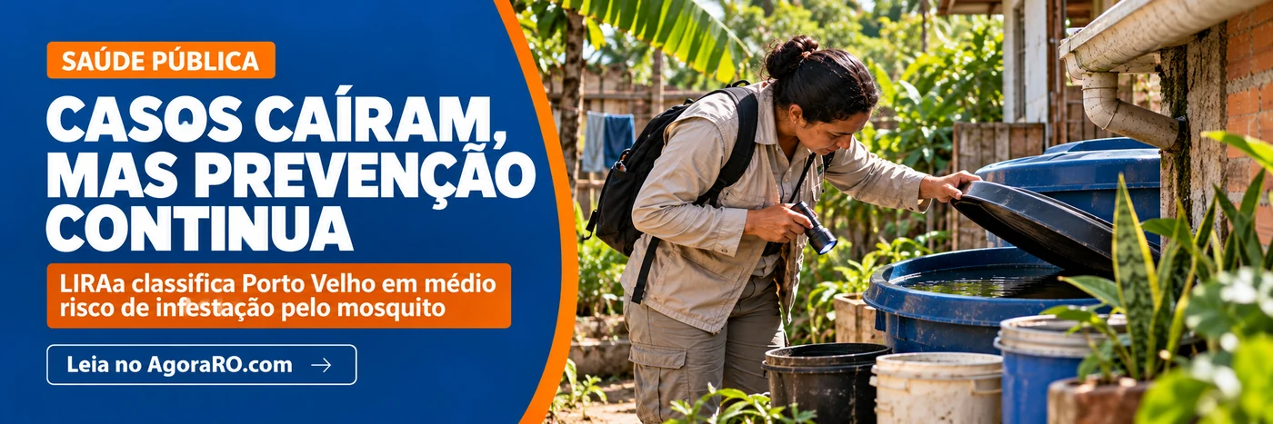 Faixa do AgoraRO sobre dengue em Porto Velho e prevenção contra criadouros do Aedes