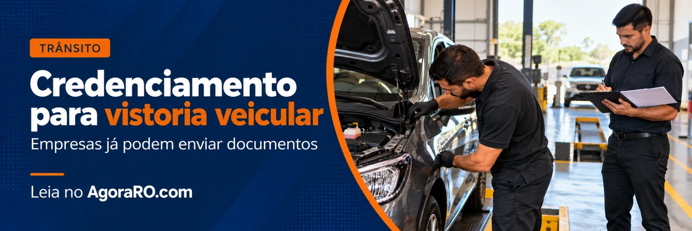 Arte sobre credenciamento de empresas para serviços de vistoria veicular em Rondônia