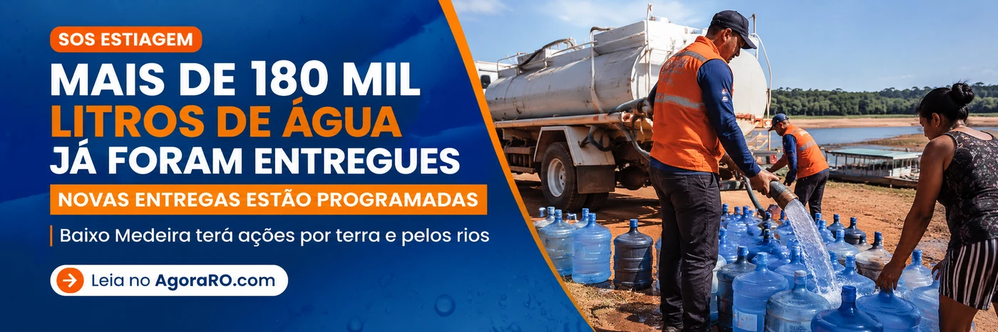 Faixa do AgoraRO sobre distribuição de água em Porto Velho durante a estiagem