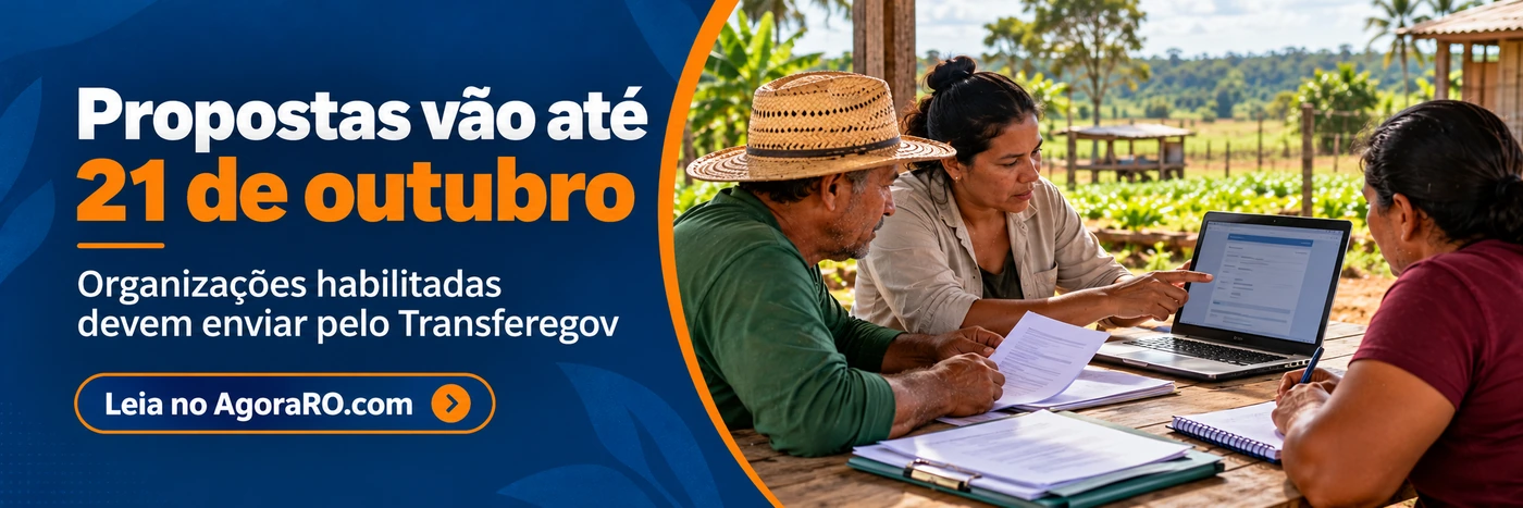 Faixa do AgoraRO sobre envio de propostas do edital do MDA pelo Transferegov
