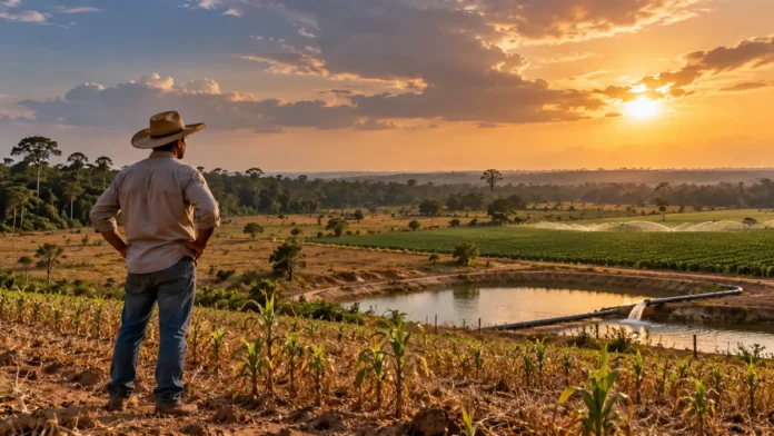 El Niño no agro em Rondônia com produtor diante de lavoura e cenário de estiagem