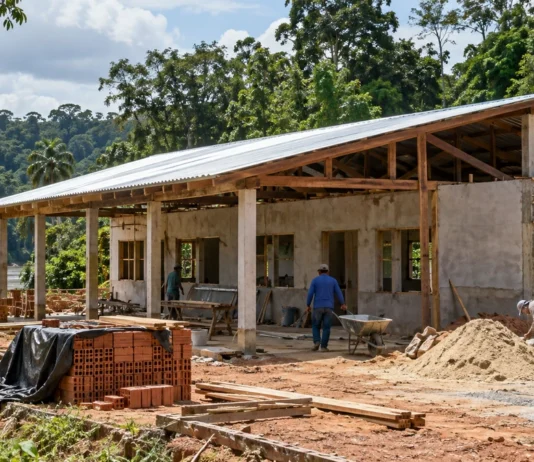 Guajará-Mirim avança com nova escola dentro da Resex Rio Ouro Preto Construção de unidade escolar em área de floresta amazônica, imagem ilustrativa