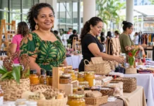 Feira Mulher do Norte será dia 29 na Defensoria; veja horário Feira Mulher do Norte em Porto Velho, composição ilustrativa de empreendedoras em bancas com artesanato e produtos alimentícios
