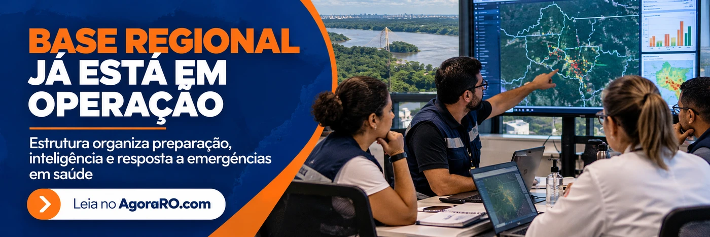 Faixa do AgoraRO sobre Força Nacional do SUS em Porto Velho e base regional em operação