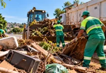 Vilhena inclui três bairros na limpeza urbana; fiscalização virá depois Limpeza urbana em Vilhena ilustrada por equipe e máquinas recolhendo entulhos em rua residencial