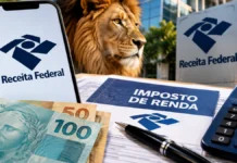 Receita abre consulta a 184 mil restituições do IR; pagamento será dia 30 Composição editorial ilustrativa sobre o lote residual do IRPF de outubro de 2026, com celular, cédulas e documentos; não é imagem oficial da Receita Federal.