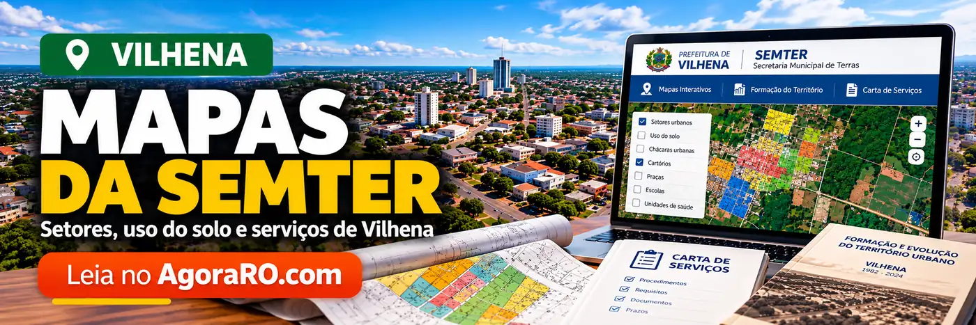 Mapas da Semter com setores, uso do solo e serviços de Vilhena