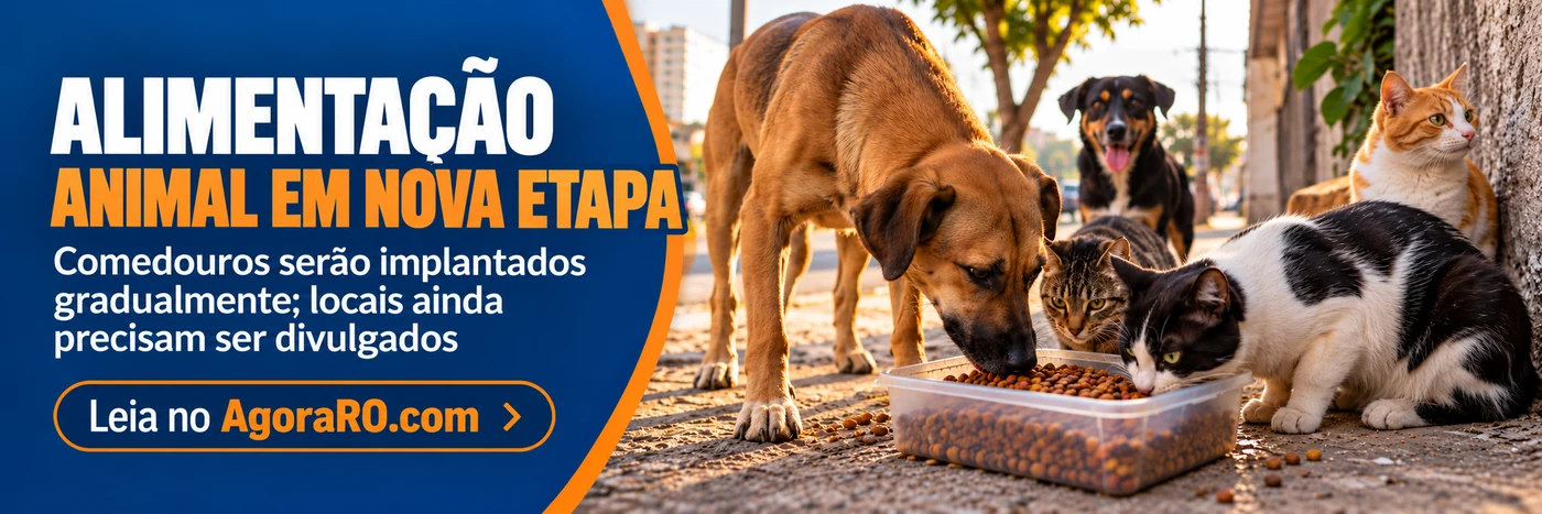 Faixa do AgoraRO sobre Merenda Pet em Porto Velho e implantação gradual de comedouros