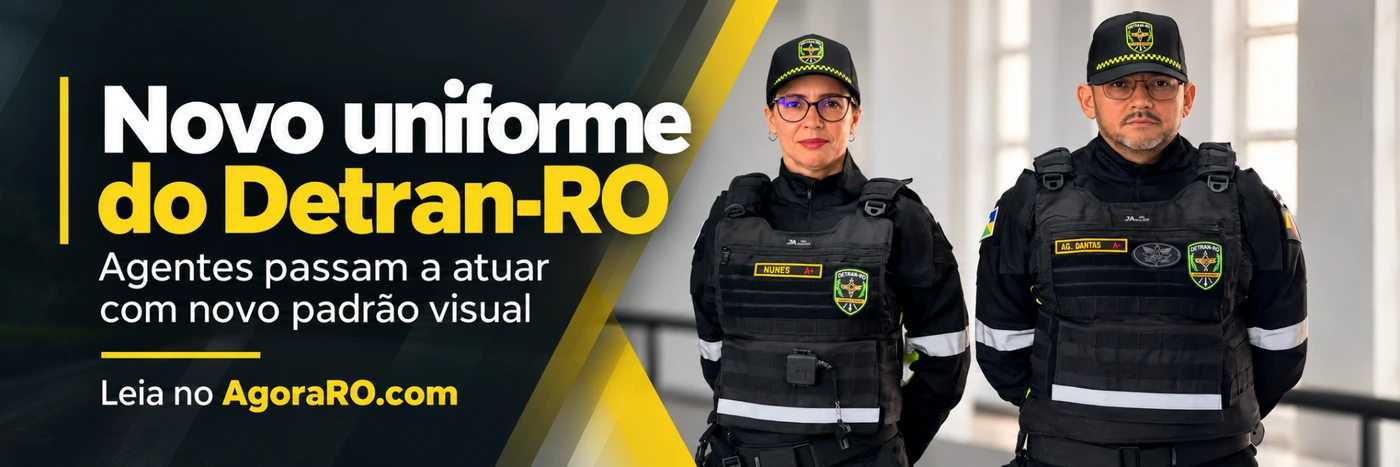 Imagem faixa do AgoraRO sobre o novo uniforme do Detran-RO