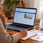 INSS começa a pagar benefícios de outubro no dia 26; veja datas por final Pessoa idosa consulta pagamento do INSS de outubro em notebook em ambiente doméstico