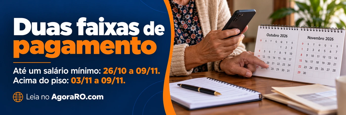 Faixa do AgoraRO mostra períodos do pagamento do INSS para duas faixas de benefício