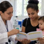 Pneumo 20: Semusa explica quando criança do Bolsa Família precisa de nova dose em Porto Velho Pneumo 20 e Bolsa Família: família confere caderneta de vacinação em Porto Velho