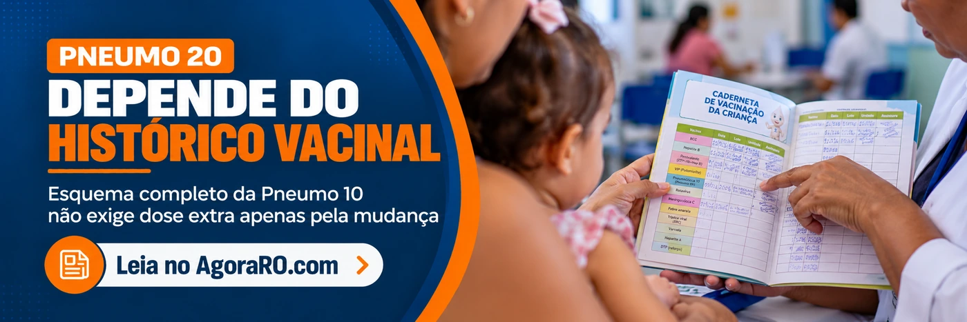 Faixa do AgoraRO sobre Pneumo 20 e histórico vacinal infantil