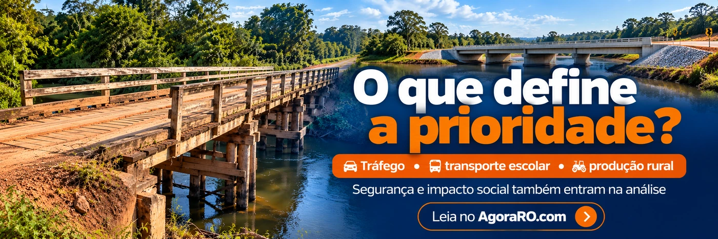 Faixa do AgoraRO mostra critérios de prioridade para substituição de pontes de madeira em Rondônia