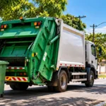 Porto Velho terá três audiências sobre PPP de resíduos sólidos Caminhão de coleta de resíduos e trabalhador da limpeza urbana em via de Porto Velho
