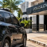 Polícia Civil prende condenado por homicídio foragido desde março em Porto Velho Prisão de condenado por homicídio em Porto Velho ilustrada por veículo policial estacionado diante de unidade urbana