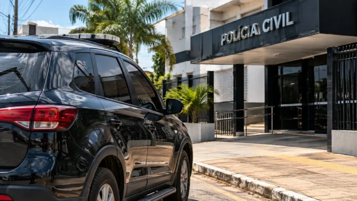 Prisão de condenado por homicídio em Porto Velho ilustrada por veículo policial estacionado diante de unidade urbana