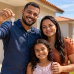 Famílias de Ji-Paraná recebem casas com apoio do programa Meu Sonho Programa Meu Sonho ilustrado por família com chaves de imóvel residencial em Ji-Paraná