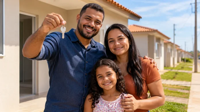 Programa Meu Sonho ilustrado por família com chaves de imóvel residencial em Ji-Paraná