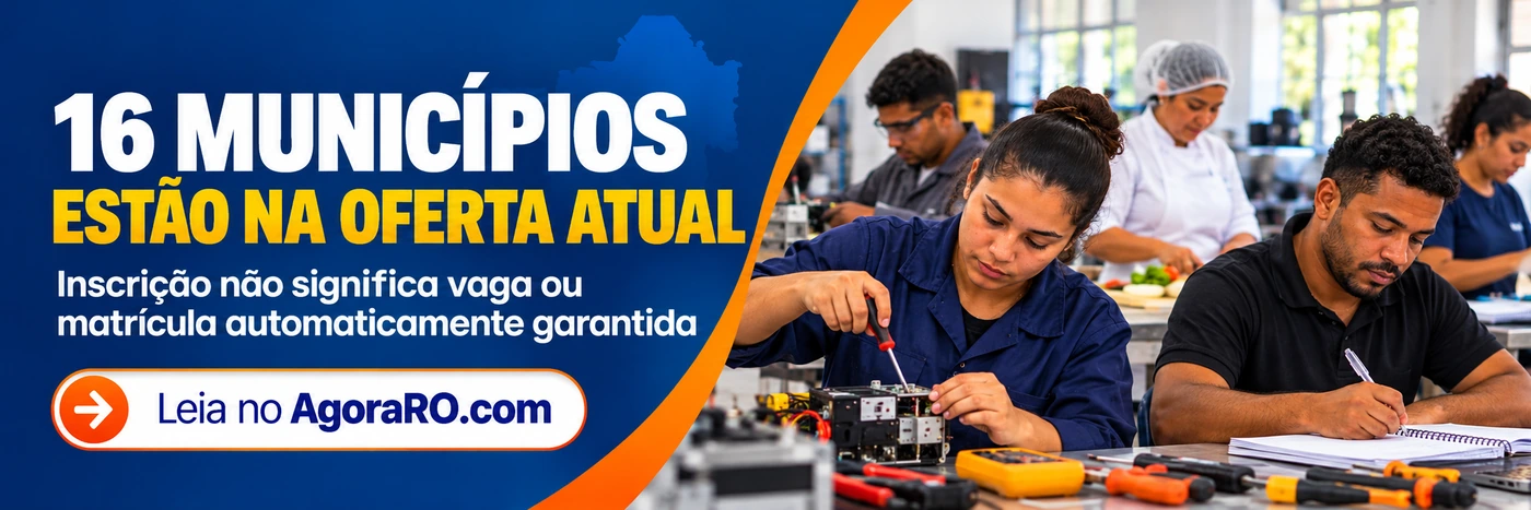 Faixa do AgoraRO sobre Programa Vencer Rondônia com oferta atual em 16 municípios