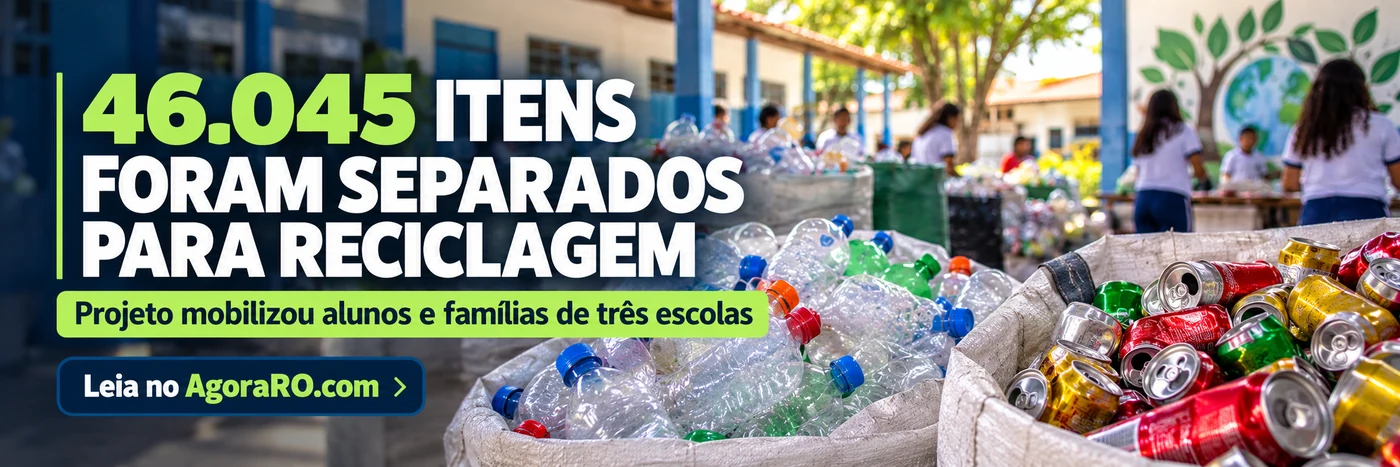 Faixa do AgoraRO destaca 46.045 recicláveis separados por alunos e famílias de três escolas