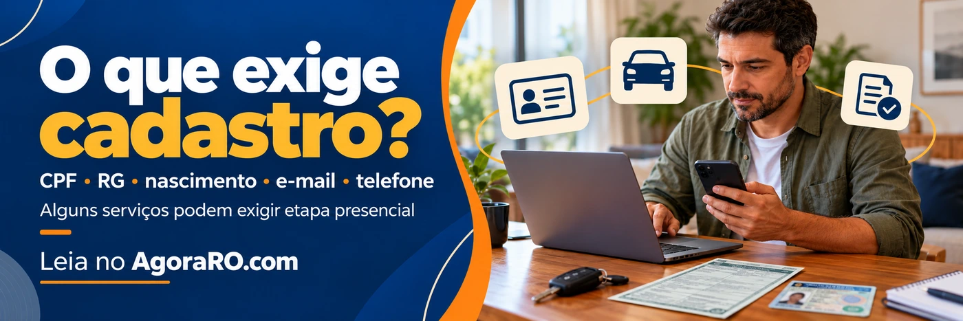 Faixa do AgoraRO informa os dados exigidos para cadastro nos serviços do Detran