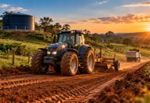 Buritis lista 53 pedidos rurais que aguardam atendimento Serviços rurais em Buritis representados por maquinário agrícola em área de produção