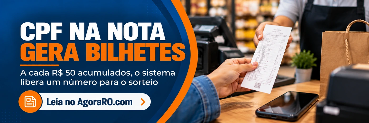 Faixa do AgoraRO explica regra de R$ 50 acumulados para gerar bilhetes no sorteio Nota Legal