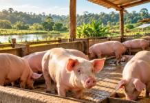 Idaron contabiliza 197,4 mil suínos e reforça vigilância em Rondônia Criação de suínos em propriedade rural ilustrativa representa a suinocultura em Rondônia e os cuidados de sanidade animal.