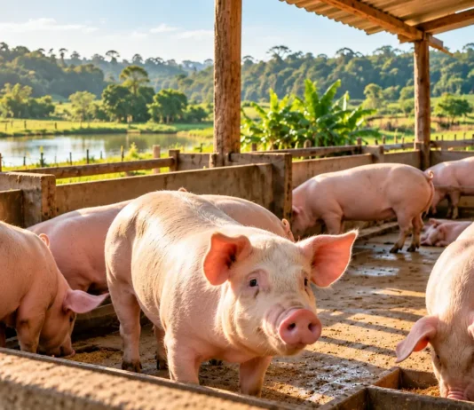 Idaron contabiliza 197,4 mil suínos e reforça vigilância em Rondônia Criação de suínos em propriedade rural ilustrativa representa a suinocultura em Rondônia e os cuidados de sanidade animal.