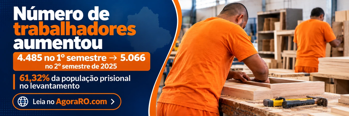 Faixa do AgoraRO mostra aumento de 4.485 para 5.066 trabalhadores no sistema prisional de Rondônia