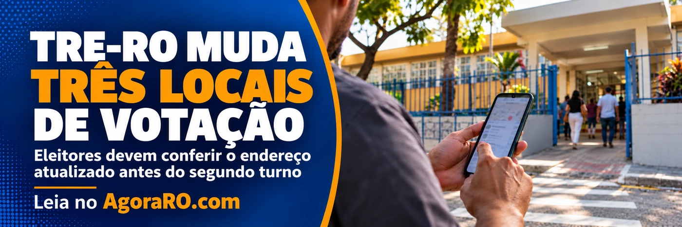 Faixa editorial do AgoraRO sobre locais de votação alterados em três municípios de Rondônia