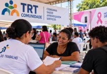 TRT Comunidade terá serviços gratuitos e Feirão de Aprendizagem em Porto Velho no dia 17 Atendimento em edição anterior do TRT Comunidade, imagem ilustrativa para evento de 2026