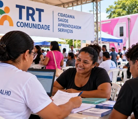 TRT Comunidade terá serviços gratuitos e Feirão de Aprendizagem em Porto Velho no dia 17 Atendimento em edição anterior do TRT Comunidade, imagem ilustrativa para evento de 2026