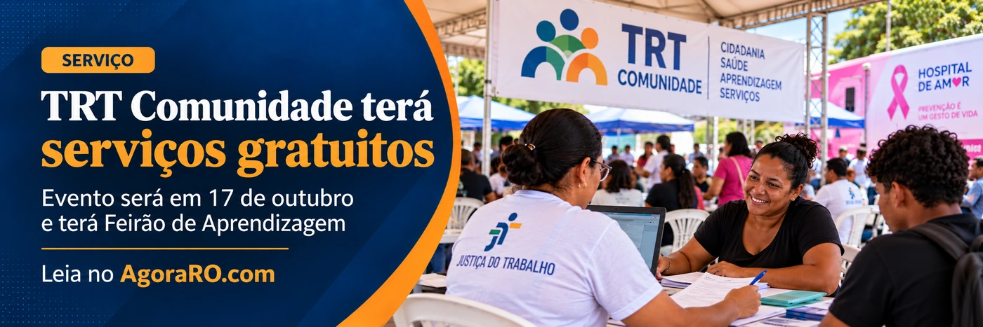 Arte sobre TRT Comunidade e Feirão de Aprendizagem em Porto Velho