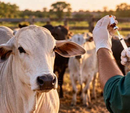 Mapa disponibiliza 14,5 milhões de doses contra clostridioses; entenda por que isso importa para Rondônia Bovino em propriedade rural durante preparação de vacina contra clostridioses