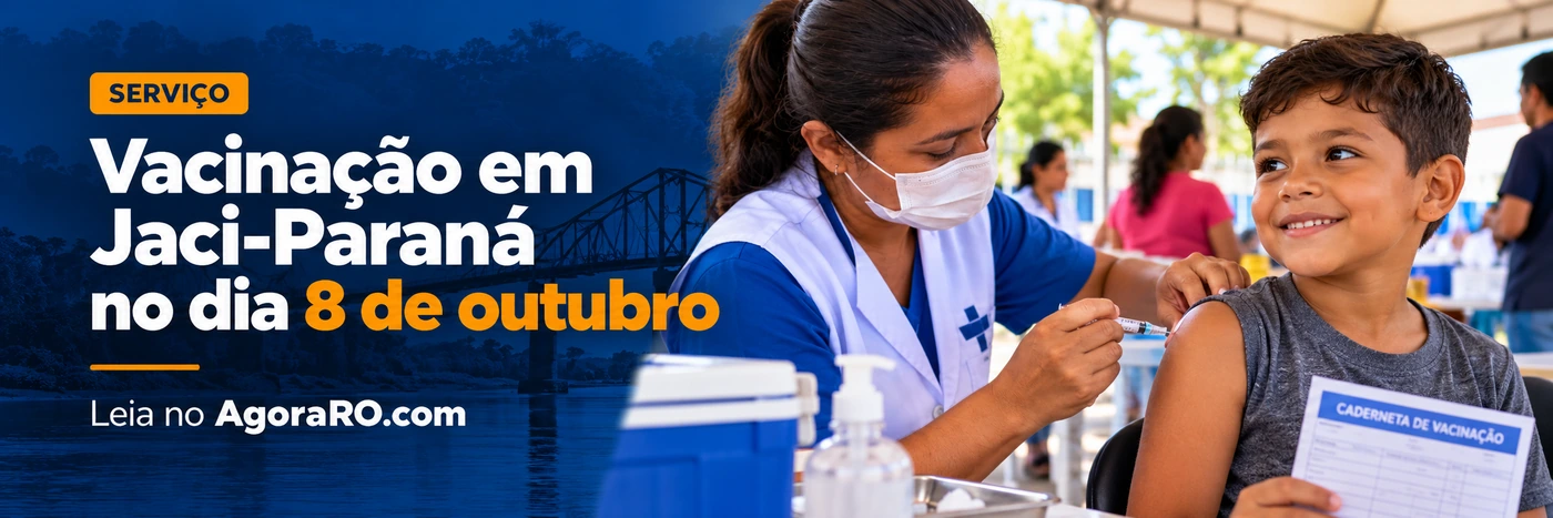 Arte sobre vacinação em Jaci Paraná com atendimento no dia 8 de outubro