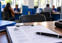 Vagas do Sine em Porto Velho têm prazos entre 23 e 31 de outubro Currículos e documentos ilustram a busca por vagas do Sine em Porto Velho, em ambiente de atendimento fictício.