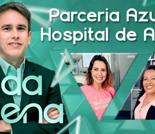 Vida Plena mostra parceria Azul e Hospital de Amor no cuidado a pacientes Parceria Azul e Hospital de Amor na capa do Vida Plena, com apresentador e duas participantes do episódio