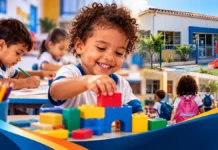 Porto Velho abre quatro licitações para construir creches Creches em Porto Velho: composição ilustrativa com crianças em atividades educativas, brinquedos coloridos e estrutura de educação infantil.