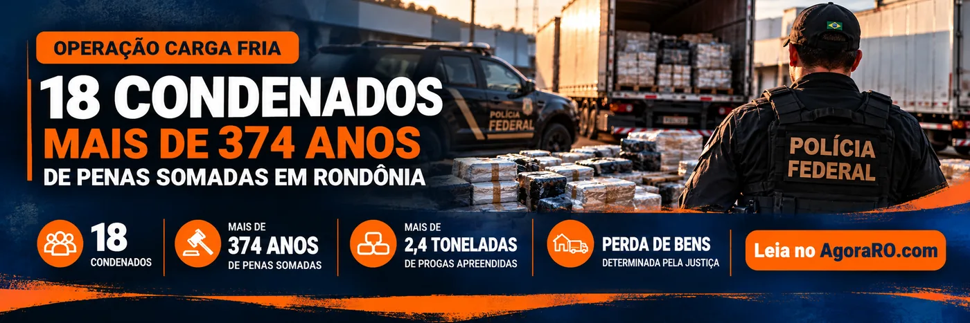 Infográfico da Operação Carga Fria com 18 condenados, mais de 374 anos somados e mais de 2,4 toneladas de drogas apreendidas