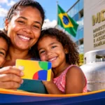 Bolsa Família: MDS nega cortes e orienta famílias de Rondônia Composição ilustrativa de uma mãe com duas crianças, cartão de benefício social, botijão de gás e referência visual ao MDS.